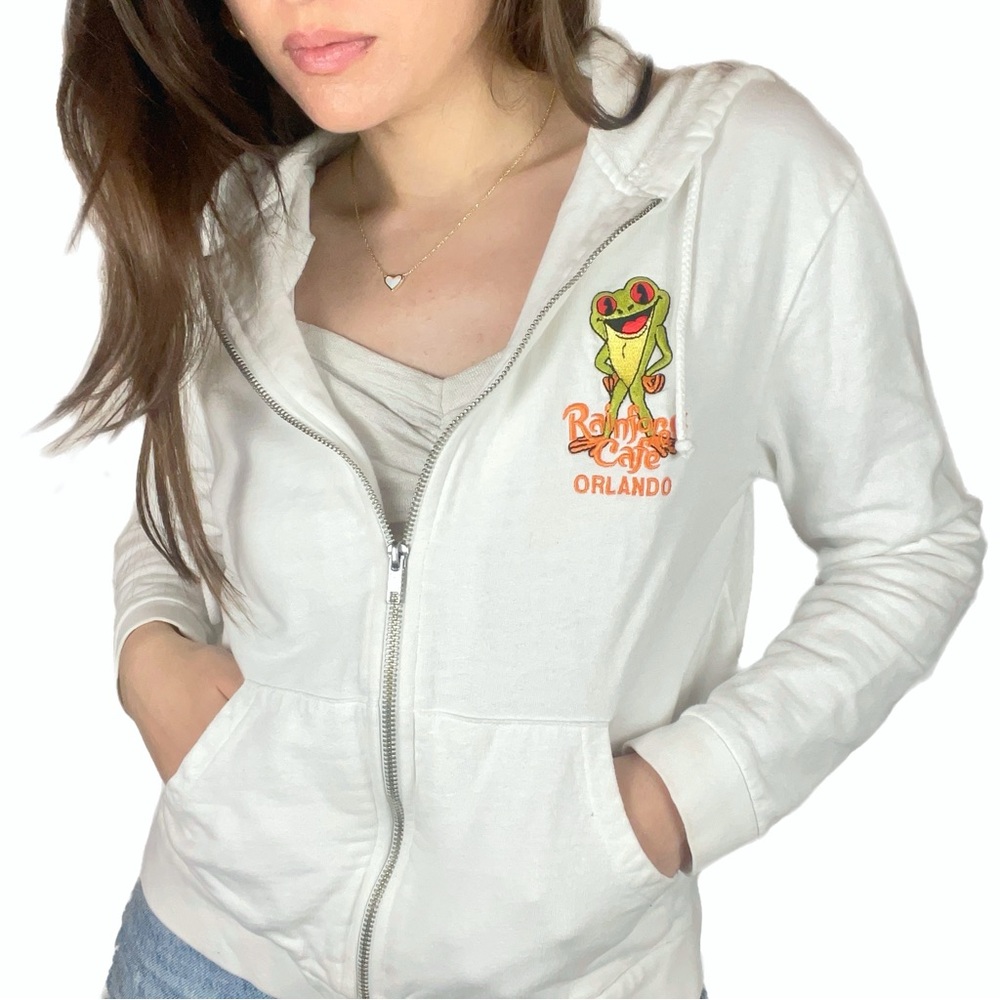 Vintage Y2K Rainforest Cafe Orlando Frog White Hoodie